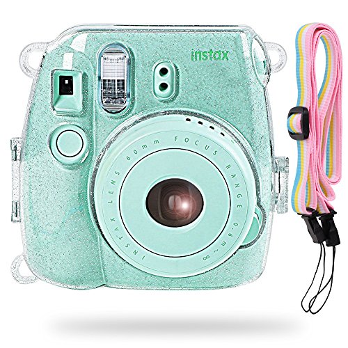 Product Cover Katia Camera Case Bag Compatible for Fujifilm Instax Mini 9 Instant Camera, Also Compatible for Fujifilm Instax Mini 8 Instant Film Camera with Strap - Shining Transparent