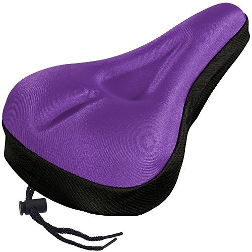 Product Cover Zacro Zacro Gel Bike Seat Cover - Extra Soft Gel Bicycle Seat - Purple Bike Saddle Cushion with Black Water&Dust Resistant Cover