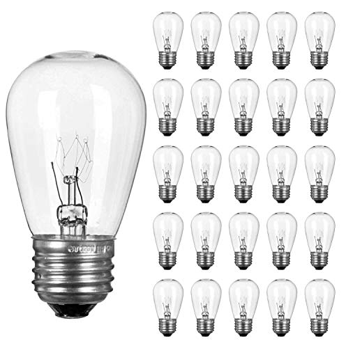 Product Cover Pack of 26pcs S14 Light Bulbs for String Lights -11 Watt E26 Medium Candelabra Screw Base S14 Warm Replacement Clear Glass Bulbs for Commercial Grade Outdoor Patio Garden Vintage String Lights