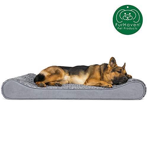 Product Cover Furhaven Pet Dog Bed | Orthopedic Ultra Plush Faux Fur Ergonomic Luxe Lounger Cradle Mattress Contour Pet Bed w/ Removable Cover for Dogs & Cats, Gray, Jumbo