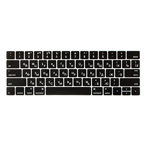 Product Cover Batianda Russian Characters Keyboard Cover Skin for New Apple MacBook Pro 13 15 inch with Touch Bar 2019 2018 2017 & 2016 Release Premium Waterproof Silicone Keyboard Protector (Black)