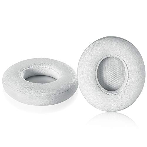 Product Cover Solo 2/3 Wireless Earpads - JARMOR Replacement Protein Leather & Memory Foam Ear Cushion Cover for Beats Solo2/3 Wireless On Ear by Dr. Dre Headphones ONLY (NOT FIT Solo 2 Wired) - White
