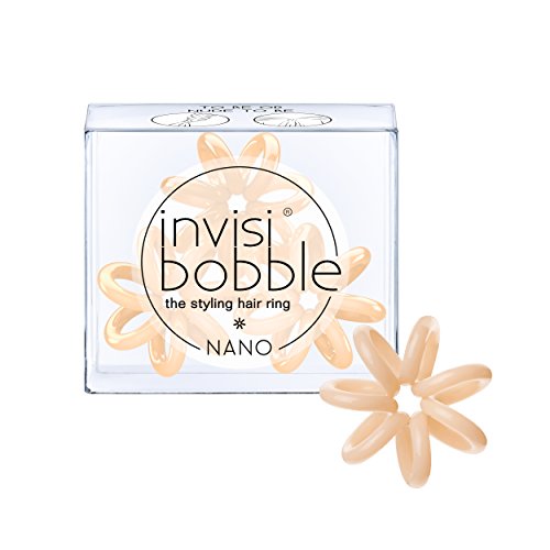 Product Cover Invisibobble Nano Hair Styling Ring with Strong Grip, Non-soaking, High Wearing Comfort Updo Tool - To be or Nude to Be (Pack of 3)