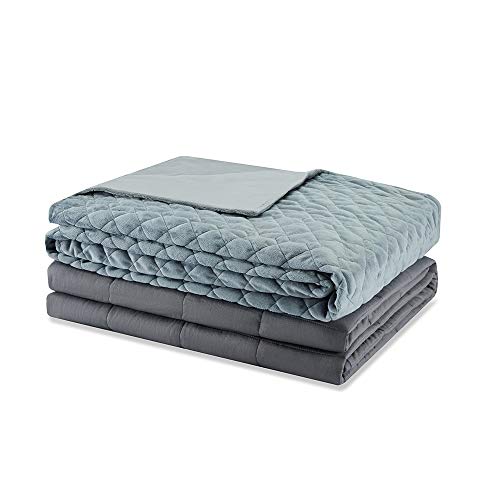 Product Cover Weighted Idea Soft Weighted Blanket 15 lbs with Removable Cover for Adults 48''x72'' Grey Rhombus (Weighted Blanket + A Duvet Cover)