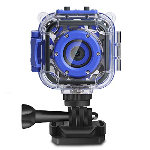 Product Cover PROGRACE Children Kids Camera Waterproof Digital Video HD Action Camera 1080P Sports Camera Camcorder DV for Boys Birthday Learn Camera Toy 1.77'' LCD Screen (Navy Blue)