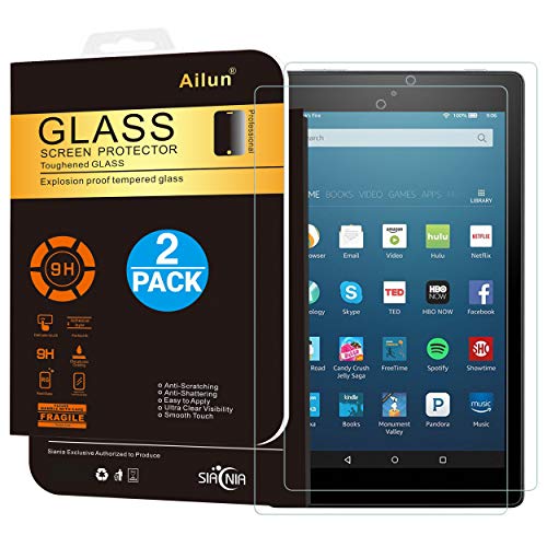 Product Cover Ailun Screen Protector for Fire HD 8 2Pack 2018 2017 2016 Release 2.5D Edge Tempered Glass 9H Hardness Ultra Clear Anti-Scratch Case Friendly