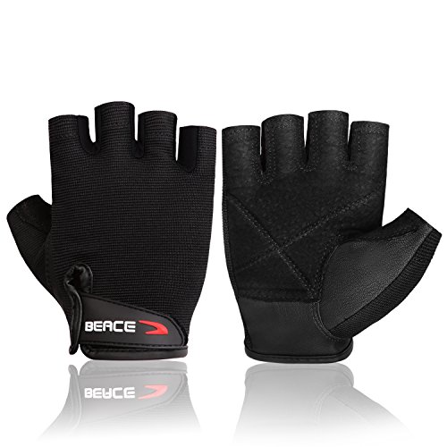 Product Cover BEACE Weight Lifting Gym Gloves with Anti-Slip Leather Palm for Workout Exercise Training Fitness and Bodybuilding for Men & Women