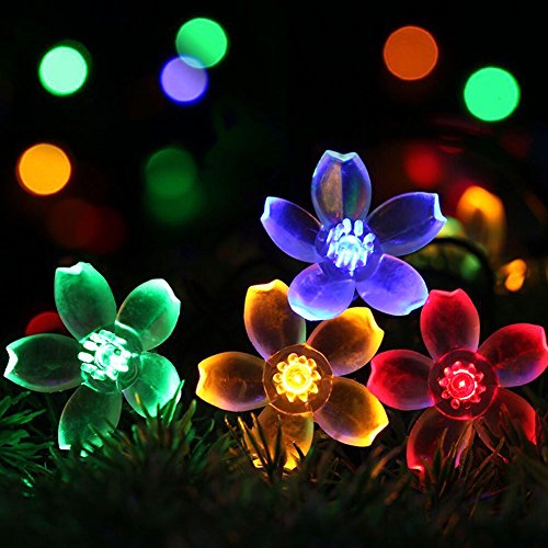 Product Cover SEMILITS Solar Flower String Lights - Outdoor Waterproof 23ft 50 LED Fairy Light Decorations for Christmas Tree Garden Patio Yard Multicolor