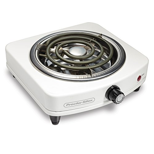 Product Cover Proctor Silex 34103 Electric Single Burner, Compact and Portable, Adjustable Temperature Hot Plate, White & Stainless