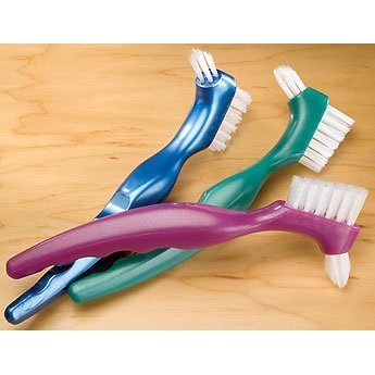 Product Cover 3 DENTURE toothbrush false teeth cleaning Brush ORAFIX double sided BRISTLES - 3 different colors - SINGLE (3)
