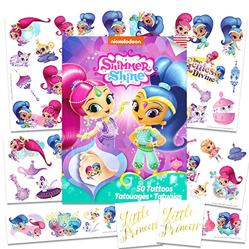 Product Cover Nick Jr Shimmer and Shine Tattoos Party Favors Set ~ 50 Temporary Tattoos, 2 Little Princess Stickers (Shimmer and Shine Party Supplies)