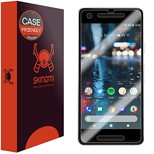 Product Cover Skinomi TechSkin [2-Pack] (Case Compatible) Clear Screen Protector for Google Pixel 2 Anti-Bubble HD TPU Film