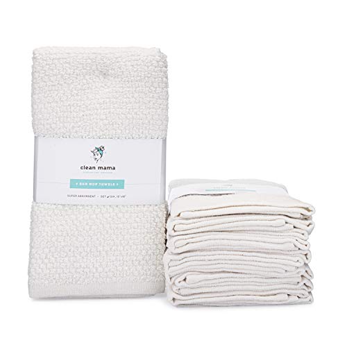 Product Cover CLEAN MAMA Bar Mop Cleaning Towels, White, Set of 6, 100% Cotton Kitchen Utility Towels