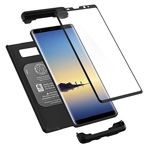 Product Cover Spigen Thin Fit 360 Designed for Samsung Galaxy Note 8 Case (2017) Tempered Glass Screen Protectors Included - Black