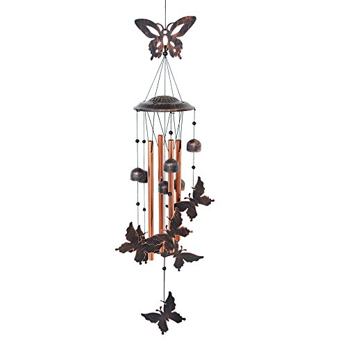 Product Cover BLESSEDLAND Butterfly Wind Chime-4 Hollow Aluminum Tubes -5 Wind Bells 7 Butterflies-Wind Chime with S Hook for Indoor and Outdoor