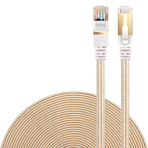 Product Cover Cat 7 Ethernet Cable, DanYee Nylon 3ft CAT7 High Speed Professional Gold Plated Plug STP Wires CAT 7 RJ45 Ethernet Cable 3ft 10ft 16ft 26ft 33ft 50ft 66ft 100ft (Gold 3ft)