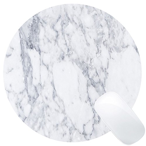 Product Cover Wknoon White Marble Round Mouse Pad Cute Mat White Grey Circular Mouse Pads