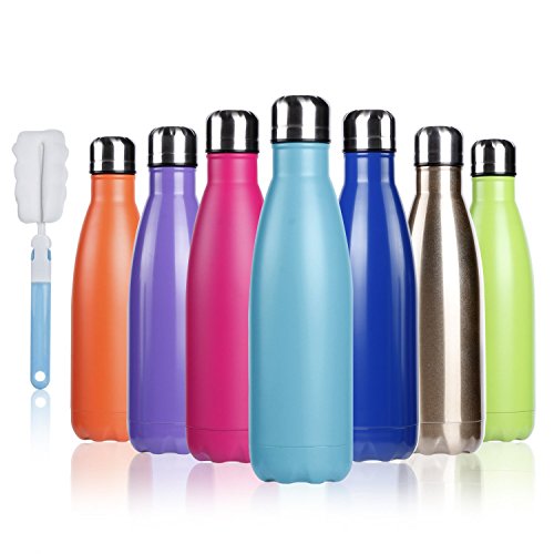 Product Cover BOGI 17oz Insulated Water Bottle Double Wall Vacuum Stainless Steel Bottle Leak Proof Keeps Hot and Cold Drinks for Outdoor Sports Camping Hiking Cycling, Comes with a Cleaning Brush Gift (Champagne)