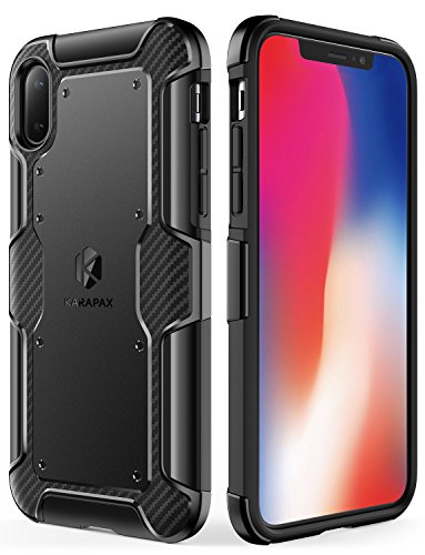 Product Cover Anker iPhone X Case, iPhone 10 Case, KARAPAX Shield+ Case Dual Layer Heavy Duty Tough Military-Grade Certified Protection Good Grip [Support Wireless Charging] for Apple 5.8 in iPhone X (2017) -Black