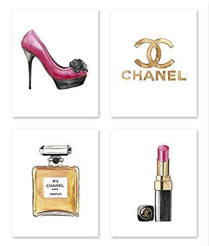Product Cover Fashion wall art #A107 - Set of 4 (8x10) art prints. Fashion poster. Illustration. art print.Chanel poster.artwork.Fashin pictures.makeup poster