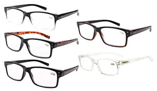 Product Cover Eyekepper Mens Vintage Reading Glasses-5 Pack(One for Each Color,+1.50)