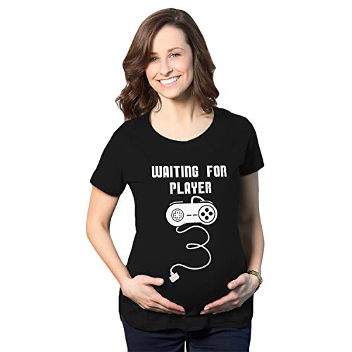 Product Cover Maternity Waiting for Player 3 Funny Im Pregnant Shirt Announce Pregnancy Gamer T Shirt
