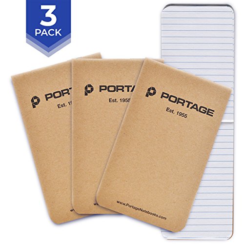 Product Cover Portage Field Notebook Tactical Sized Pocket Notepad - Top Bound Notebook with Lined Paper Lies Flat in Pocket - 2.8 by 4.6 Inches - 64 Pages (3 Pack)