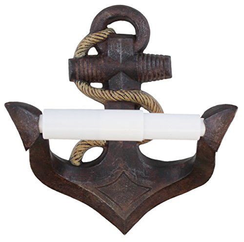 Product Cover Old River Outdoors Boat Anchor Toilet Paper Holder - Rustic Rope Wrapped Nautical Decor,Brown