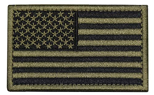 Product Cover USA Flag Patch Embroidered American Flag Tactical Patch Hook&Loop Fastener Backing Emblem (Black+Army Green)