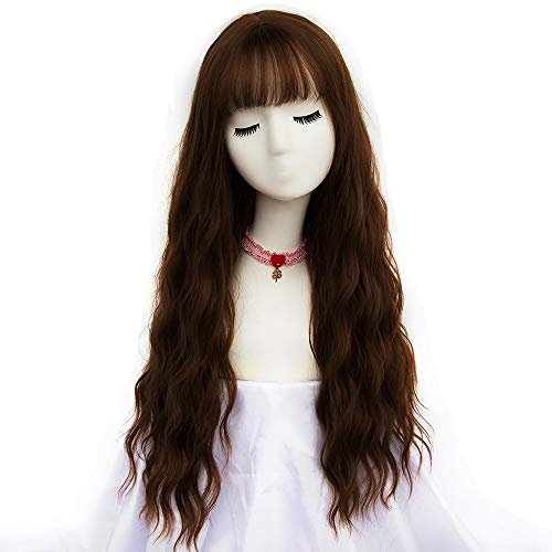 Product Cover Netgo Women's Wig Long Fluffy Curly Wavy Hair Light Brown Wigs for Girl Heat Friendly Synthetic Dress Party Wigs