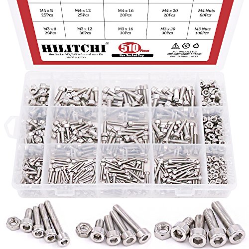 Product Cover Hilitchi 510pcs M3 M4 M5 Stainless Steel Hex Socket Head Cap Bolts Screws Nuts Assortment Kit - 304 Stainless Steel