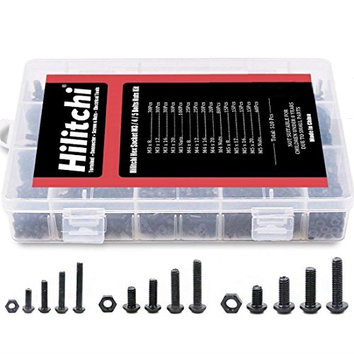 Product Cover Hilitchi 510-Pcs M3 M4 M5 Alloy Steel Button Head Socket Cap Screws Hex Head Bolt Nuts Assortment Kit - 10.9 Grade Alloy Steel (Button Head)