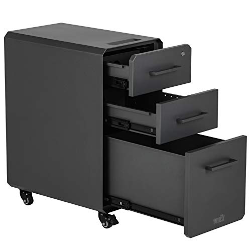 Product Cover VARIDESK Slim FileCabinet for Office Storage with Three Drawers, Charcoal-Grey