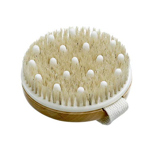 Product Cover Dry Brushing Body Brush - Best for Exfoliating Dry Skin, Lymphatic Drainage and Cellulite Treatment - Organic Spa Exfoliation and Massage Scrub Brush with Natural Boar Bristles