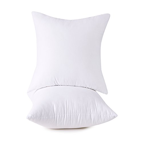 Product Cover Set of 2, 100% Cotton Down Alternative Decorative Throw Pillow Insert, Square, 18x18 Inch