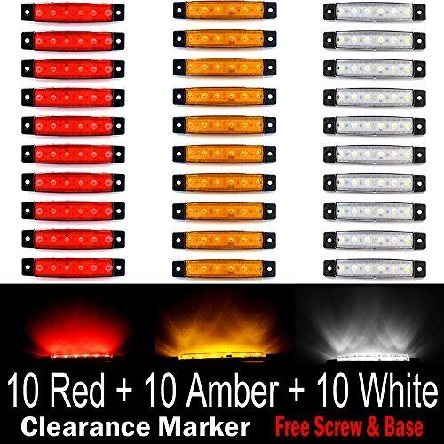 Product Cover (Pack of 30) LEDVillage 10 pcs Amber + 10 pcs Red + 10 pcs White 3.8