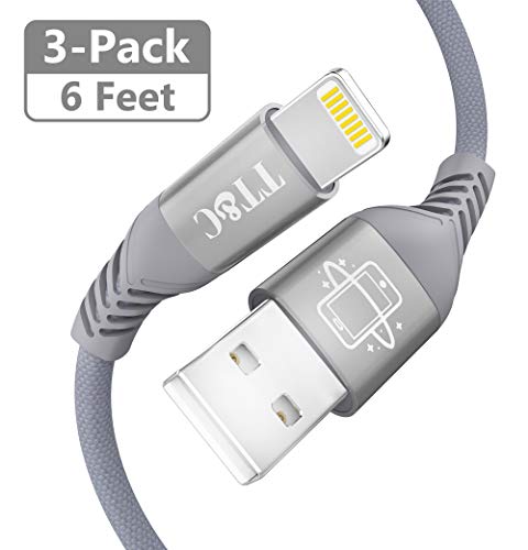 Product Cover TT&C Compatible with Long iPhone [ 6ft 3-Pack ] USB Cable Charger Syncing and Charging Cable Data Cord for iPhone 11/10/XR/XS/XS MAX/X/8/7/7Plus/6/6s/ 6Plus/5/iPad