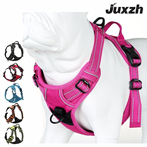 Product Cover JUXZH Soft  Dog Harness .3M Reflective No Pull Harness with handle and Two Leash Attachments