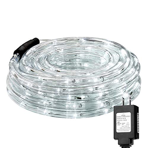 Product Cover LE LED Rope Lights,33 ft 240 LED, Low Voltage, Daylight White, Waterproof, Connectable Clear Tube Indoor Outdoor Light Rope and String for Deck, Patio, Pool, Bedroom, Boat, Landscape Lighting and More