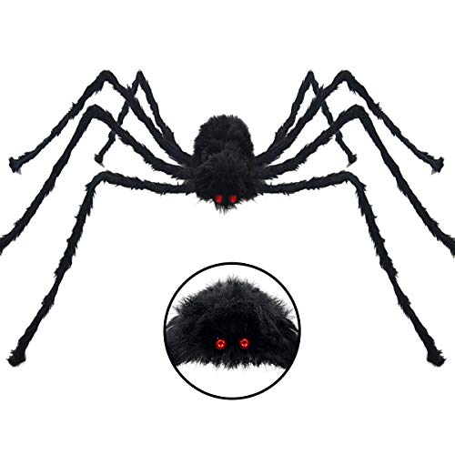 Product Cover Pawliss Halloween Yard Decorations, 6.6 feet 200cm Giant Scary Spider Outdoor Decor, Fake Large Hairy Spider Props