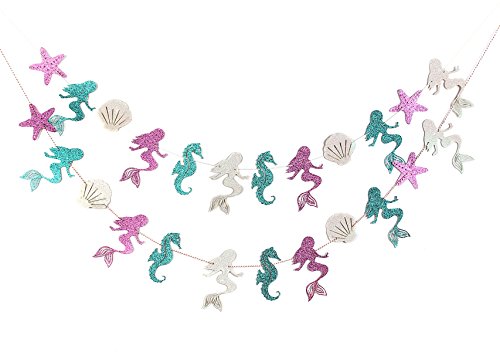 Product Cover Mermaid Seashell Banner Garland Party Supplies for Kid Birthday Party Decoration