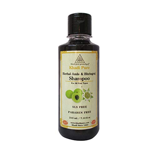 Product Cover Khadi Natural Herbal Ayurvedic Amla and Bhringraj Hair Cleanser and Shampoo for all Hair Types SLS and Paraben Free (210 ml)