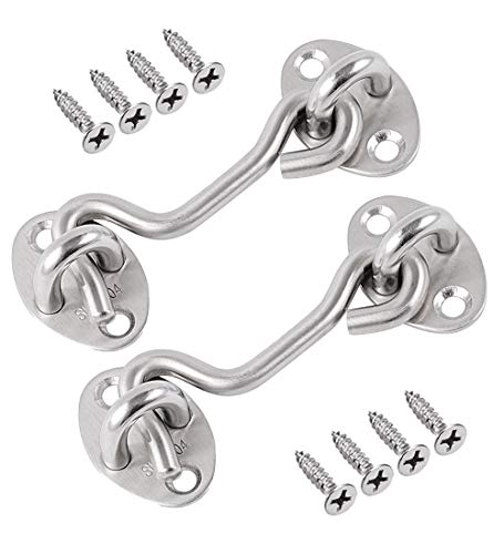 Product Cover Cabin Hook Eye Latch Gate Door Swivel Window,【2 Pack】 Solid Thicken 304 Stainless Steel with Mounting Screws by INHDBOX