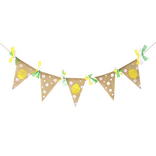 Product Cover OULII Yellow Lemon Theme Banner Flag Garland Baby Anniversary Birthday Baby Shower Party Decoration