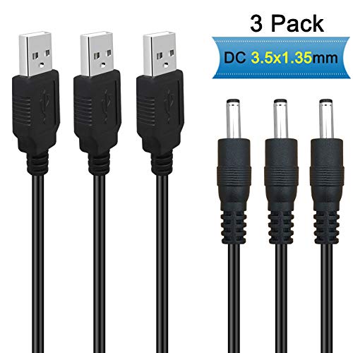 Product Cover SCOVEE 3Pack 6FT 5V DC Power Cord USB to DC 3.5mm x 1.35mm Barrel Jack Adapter Connector Charging Cable Plug