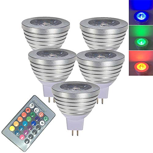 Product Cover OMTO MR16 3W RGB Color Changing Spotlight with IR Remote Control Mood Ambiance Lighting Colorful LED Light Bulbs,Landscape Lighting Dimmable 12V (Pack of 5)