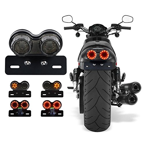 Product Cover ANKIA 40-LED 40W Motorcycle Tail Light Integrated Running Lamp Brake&Turn Signal Light with License Plate Bracket for Harly Motorcycle Street Bike Cruiser Chopper (Black)