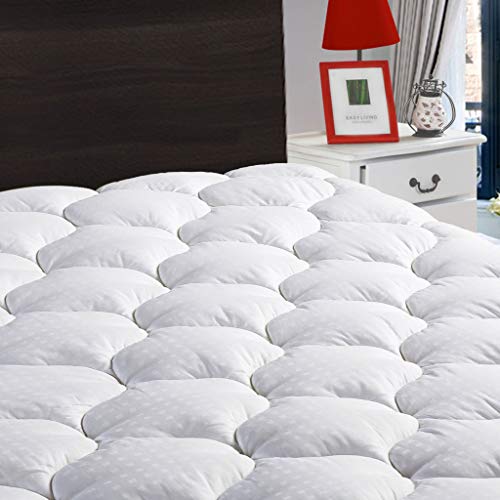 Product Cover LEISURE TOWN King Mattress Pad Cover Cooling Mattress Topper Cotton Top Pillow Top with Snow Down Alternative Fill (8-21 Inch Fitted Deep Pocket)