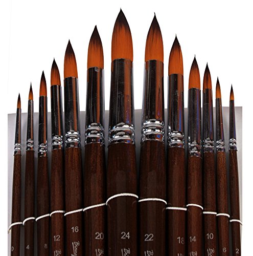 Product Cover KABEER ART Long Handle Synthetic Round Pointed Tip Artist Paint Brushes - 13 Piece Set