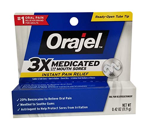 Product Cover Orajel Oral Pain Reliever Gel for Mouth Sores Maximum Strength - 0.42 oz, Pack of 2